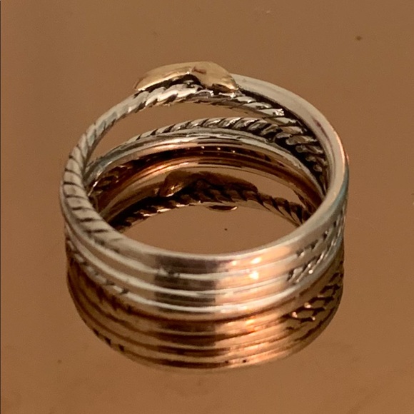 David Yurman Size 6.5 Crossover X Ring 925 Sterling Silver 18k Gold. - Picture 3 of 7